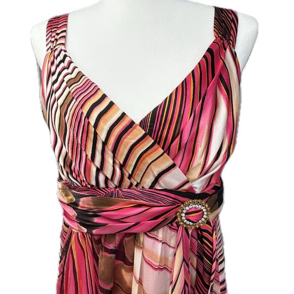Coldwater Creek 100% Silk Flowy Wrap Bodice Empire Maxi Dress Glam Pink Women 8 - Picture 5 of 10